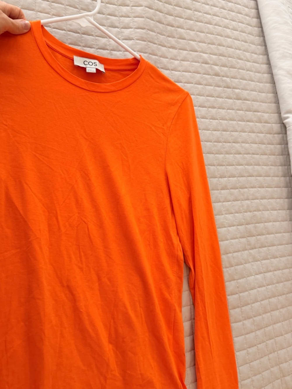 COS Vibrant Orange Crewneck Long Sleeve Tee